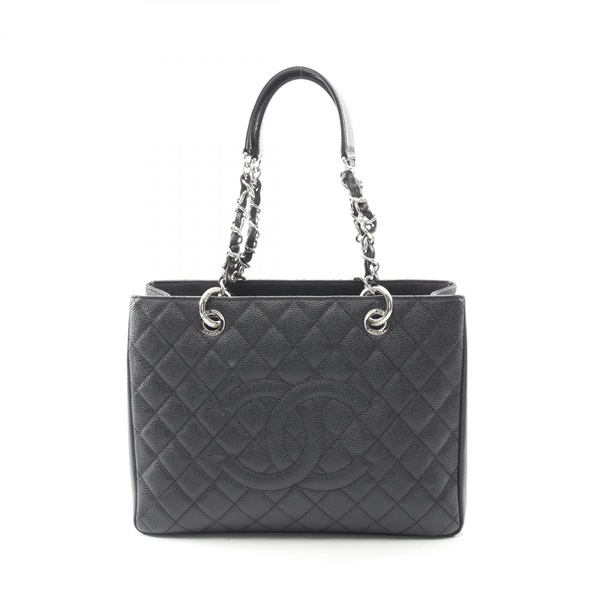 CHANEL Matelasse Grand Shopping GST Chain Shoudler Tote Bag A50995 leather Black