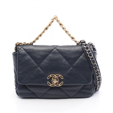 CHANEL 19 dix-neuf Matelasse Chain Shoulder Crossbody Bag AS1161 leather Navy CC
