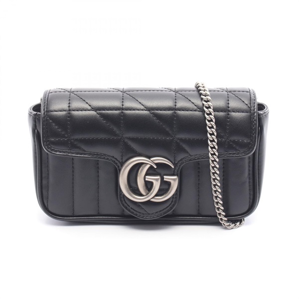 GUCCI GG Marmont Super Mini Chain Shoulder Crossbody Bag 476433 leather Used