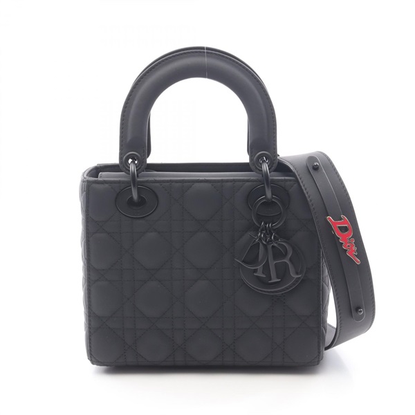 Dior Ladies Dior Small Cannage Shoulder Hand bag leather Black Used Women