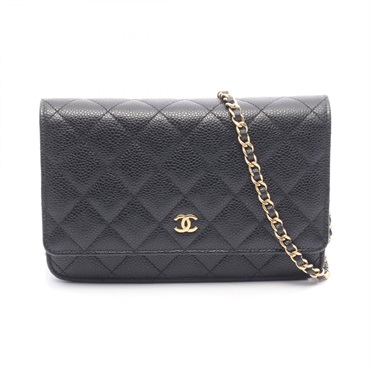 CHANEL Matelasse Chain Shoulder Crossbody Bag Wallet AP0250 leather BK GHW Used
