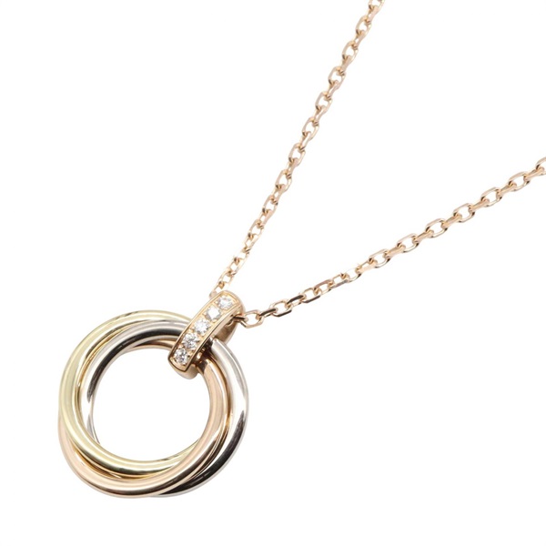 CARTIER Trinity Necklace 5PD Diamond 18KYWRG Yellow Pink White Gold Used Women