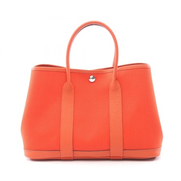 HERMES Garden party TPM Tote Bag Y Toile Military Negonda Capucine SHW Used