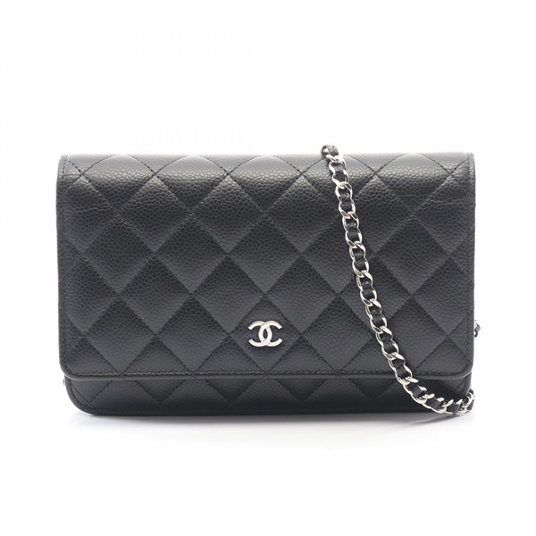 CHANEL Matelasse Chain Shoulder Crossbody Bag AP0250 leather Black SHW Used CC