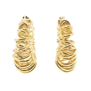 BOTTEGA VENETA Spiral Knot Hoop Pierced Earrings Silver925 GHW Used women