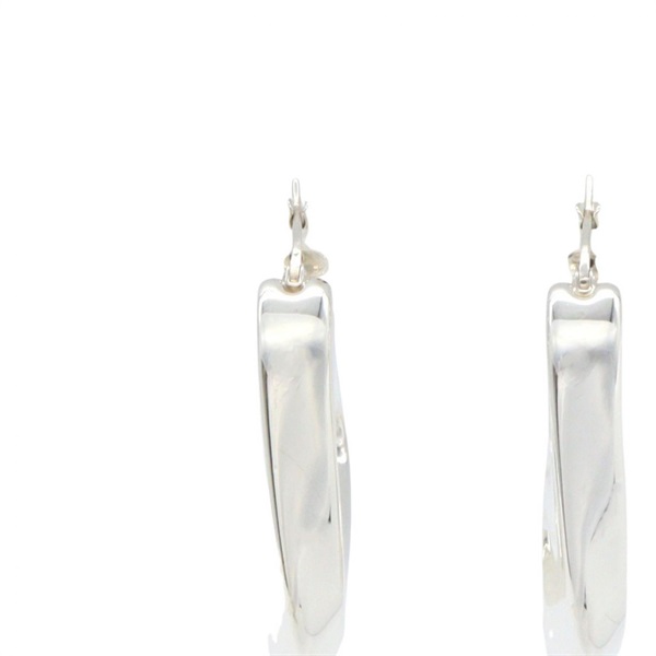 BOTTEGA VENETA Twist Triangle Hoop Pierced Earrings Silver925 SHW Used women