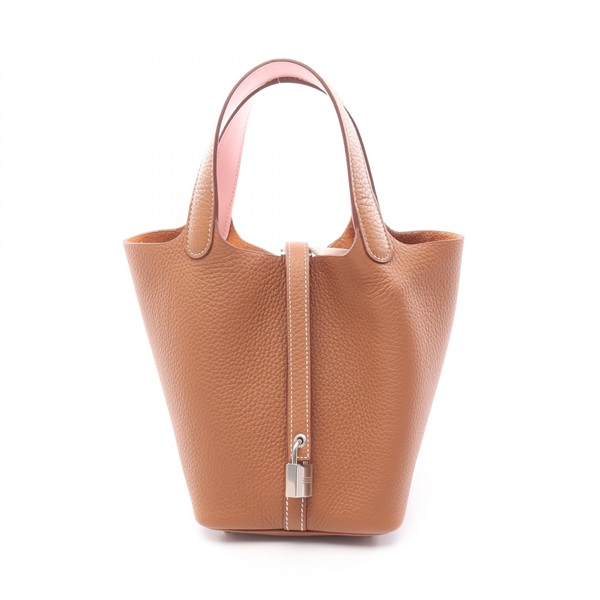 HERMES Picotin Rock PM Eclat tote Handbag W Taurillon Clemance Gold Rose sakura