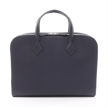 HERMES Victoria Light Briefcase business bag D Togo leather Blue nuit Used SHW