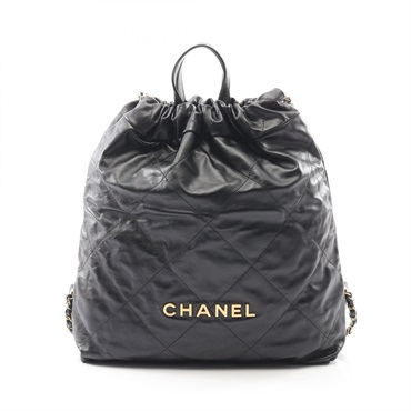 CHANEL Chanel 22 Large Rucksack Backpack chain shoulder AS3313 leather Black GHW