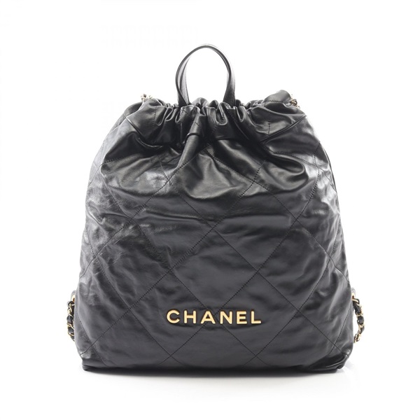CHANEL Chanel 22 Large Rucksack Backpack chain shoulder AS3313 leather Black GHW