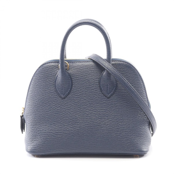 HERMES Bolide 1923 Mini Shoulder Crossbody Handbag K Chevre leather Navy blue