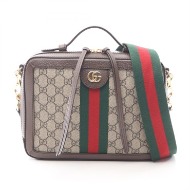 GUCCI Ophidia GG Supreme Shoulder Handbag 550622 canvas leather Beige Gray Used