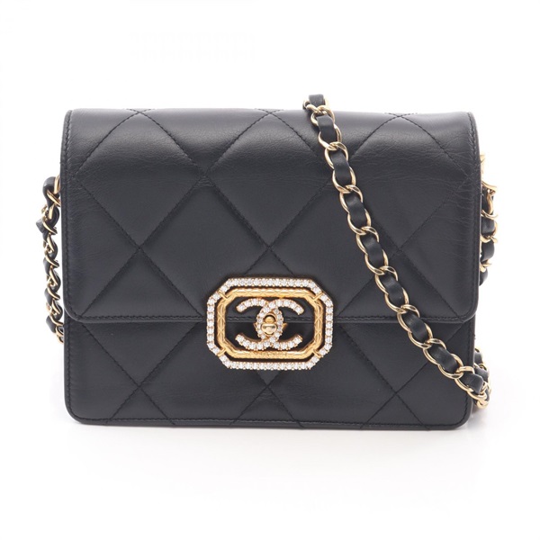 CHANEL Matelasse Shoulder Bag AS3720 Lamb skin sheep leather Black Used GHW CC