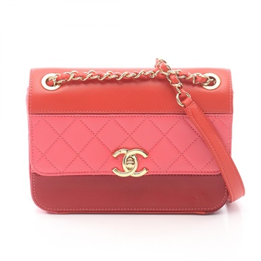 CHANEL Matelasse Chain Shoulder Bag AS0948 leather Red Multicolor Used Women GHW