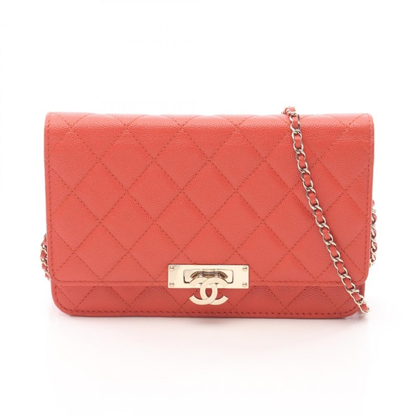 CHANEL Matelasse Coco lock Shoulder Bag A80766 leather Orange Used Women GHW CC