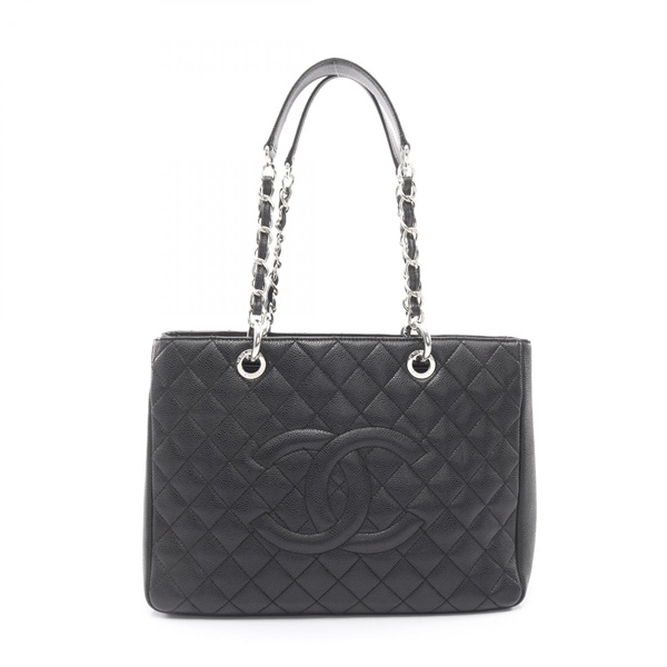 CHANEL Matelasse Grand Shopping GST Tote Bag A50995 leather Black Used SHW CC