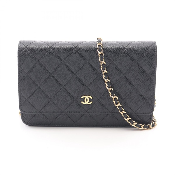 CHANEL Matelasse Chain Crossbody Shoulder Bag AP0250 leather Black Used GHW CC