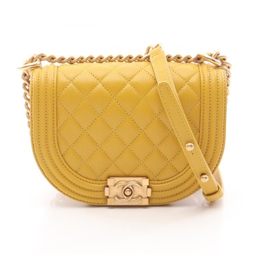 CHANEL Boy Chanel Small Chain Shoulder Bag AS3350 leather Brown Used Women GHW