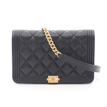 CHANEL Boy Chanel Matelasse Chain Shoulder Bag AP1117 leather Black Used GHW CC