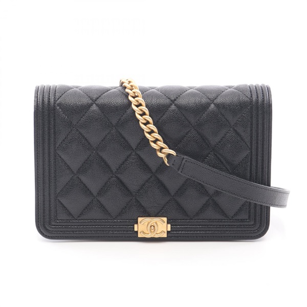 CHANEL Boy Chanel Matelasse Chain Shoulder Bag AP1117 leather Black Used GHW CC