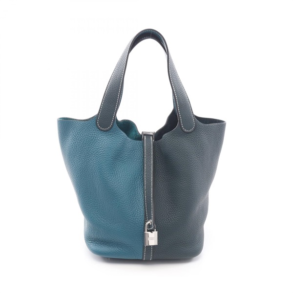 HERMES Picotin Lock MM Casaque Tote Handbag Clemence leather Green SHW Women Z