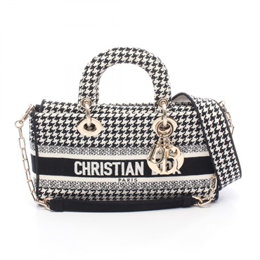 Dior LADY D-JOY Medium Shoulder Handbag M0540OZAE-M911 canvas Black White Used