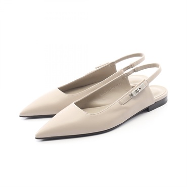 HERMES Ring Back Lovely pumps #37 shoes sandals leather Beige Women