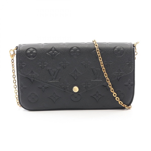 LOUIS VUITTON Pochette Felicie chain crossbody Shoulder Bag M64064 leather Noir