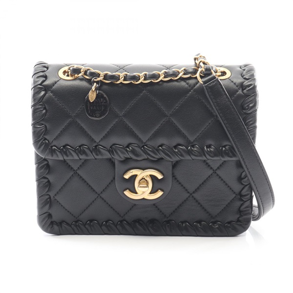 CHANEL Matelasse Chain Shoulder Bag AS2496 Lambskin Black GHW Used Women CC