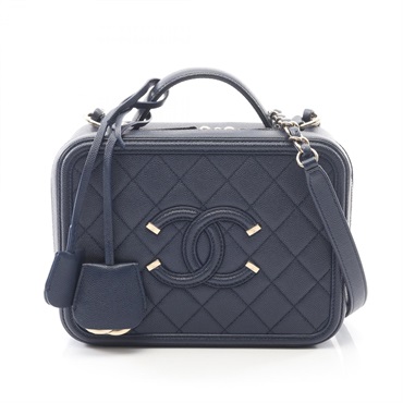 CHANEL CC Filigree Matelasse Vanity Shoulder crossbody Bag A93344 leather GHW