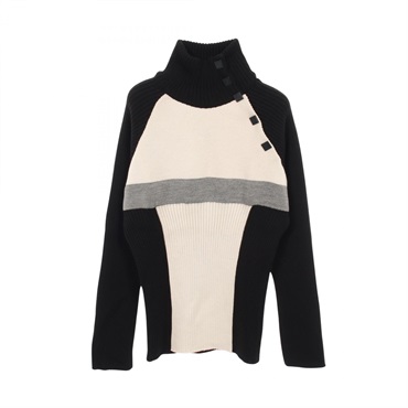 CHANEL Sports line Knitwear P21699V01383 wool Beige Black Gray Used Women #46