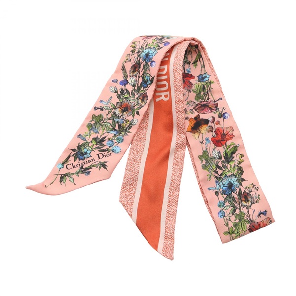 Dior Mitzah Ribbon Scarf silk Pink Red Blue Used Women