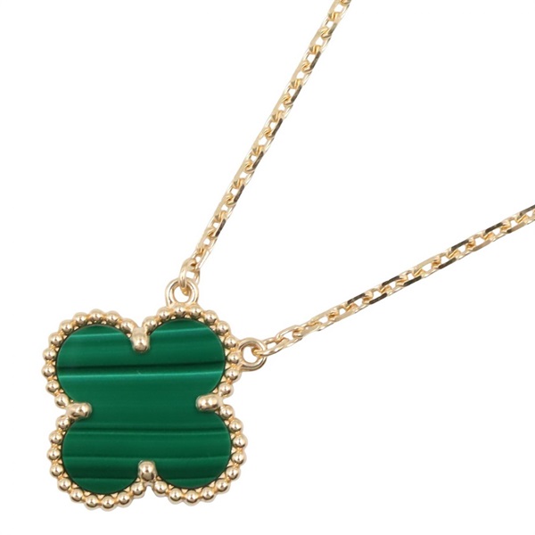 Van Cleef & Arpels Vintage Alhambra Malachite Necklace 18KYG Green Used Women