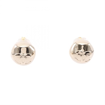 CHANEL COCO Mark Round Pierced earrings Gold Plated Used Women CC