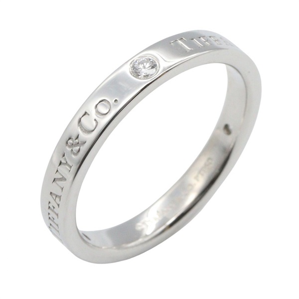 TIFFANY＆CO Flat Band 3PD Ring Pt950 Platinum Used Women US Size 6.5