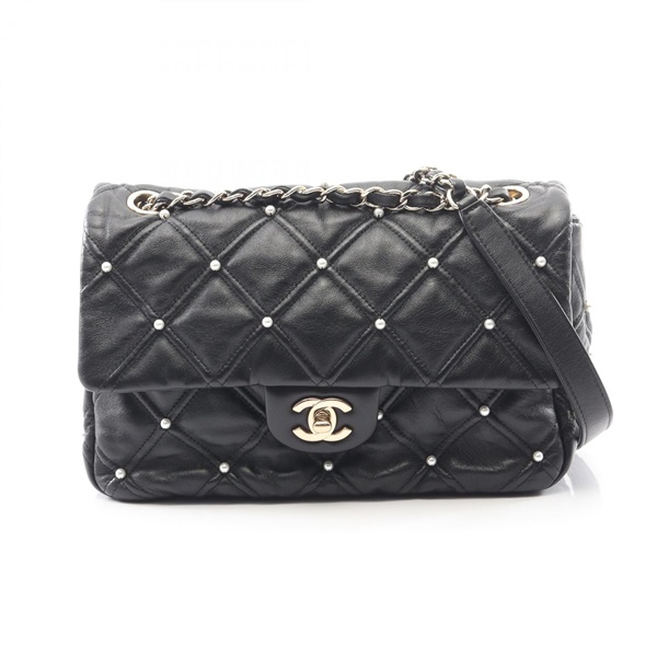 CHANEL Matelasse Artificial pearl chain Shoulder Bag AS1202 Lambskin BK Used GHW