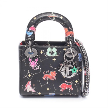 Christian Dior Lady Dior Mini chain crossbody Handbag zodiac S0856BNER leather