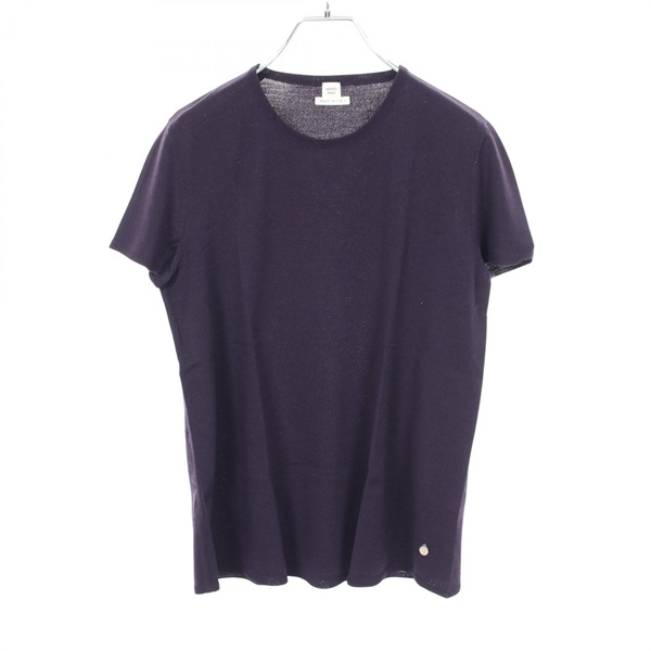 HERMES Short Sleeve knit wool Purple #40 Used Women