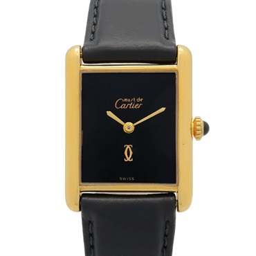 CARTIER Must Tank Vermeil LM Wrist Watch Hand-winding Gold Plated Used Boys