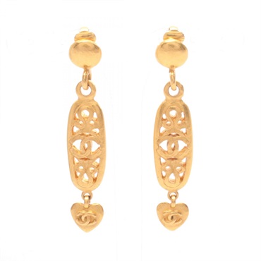 CHANEL COCO Mark Earring Gold Plated Used Women CC