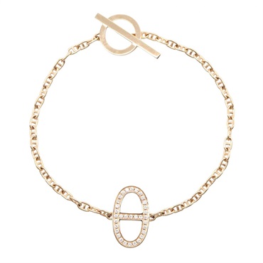 HERMES Chaine d'Ancre Contour Bracelet Diamond 18KPG Pink Rose Gold Used Women