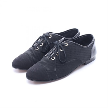 CHANEL COCO Mark Shoes #38C Fabric Black Used Women CC