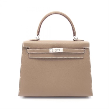 HERMES Kelly 25 Shoulder Handbag Epsom leather Etoupe Grey Used Women SHW G