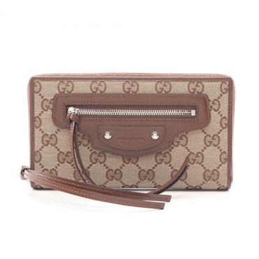 GUCCI BALENCIAGA Neoclassic GG Canvas Long wallet 681710 leather Beige Brown