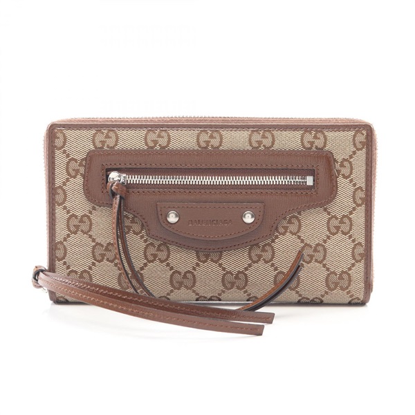 GUCCI BALENCIAGA Neoclassic GG Canvas Long wallet 681710 leather Beige Brown