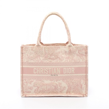 Christian Dior BOOK TOTE Medium Bag M1296ZTDT-M311 canvas Pink Beige Used Women