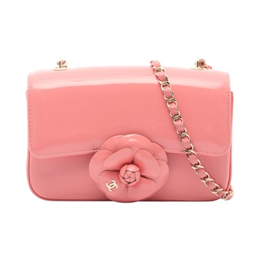 CHANEL Camelia Chain Crossbody Shoulder Bag AS4388 Patent leather Pink GHW Used