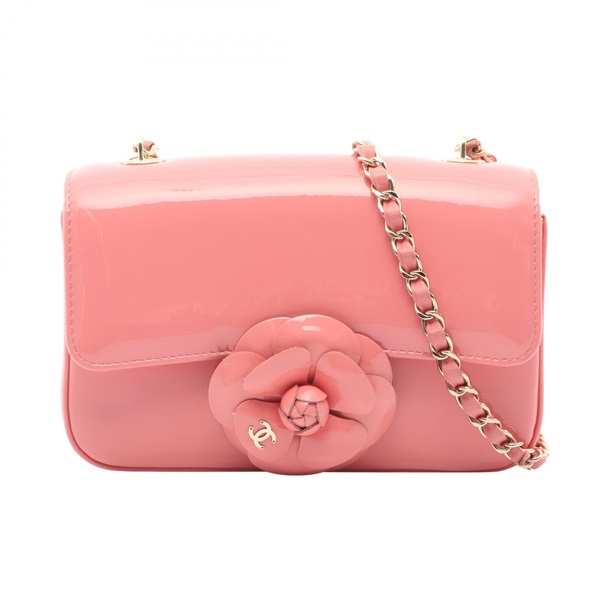 CHANEL Camelia Chain Crossbody Shoulder Bag AS4388 Patent leather Pink GHW Used