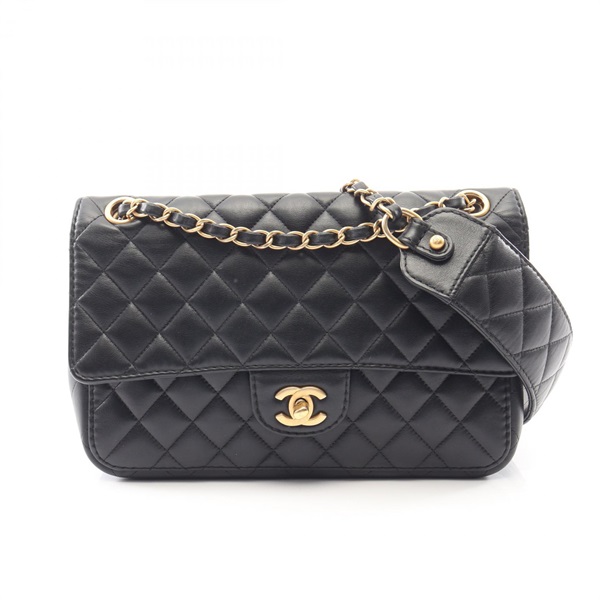CHANEL Matelasse Chain Shoulder Bag AS2229 Lambskin leather Black GHW Used Women