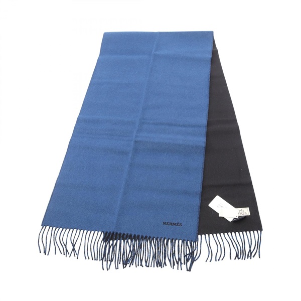 HERMES Recto Verso Scarf cashmere Blue Used mens